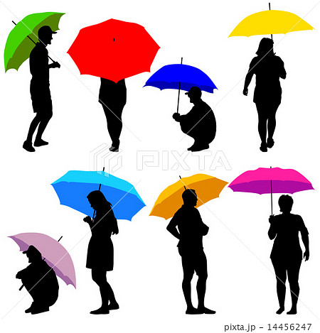 Silhouettes Man And Woman Under Umbrella Stock Illustration