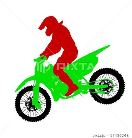 Black silhouettes Motocross rider on a motorcycle Black silhouettes Motocross rider on a motorcycle 14456248