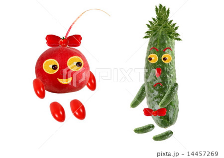 Little funny people made of vegetables and fruits. Little funny people made of vegetables and fruits. 14457269
