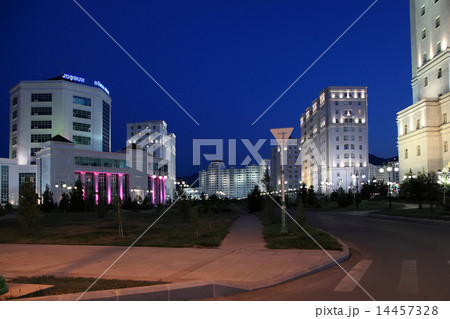 Night view of the new boulevard. Ashkhabad. Night view of the new boulevard. Ashkhabad. 14457328