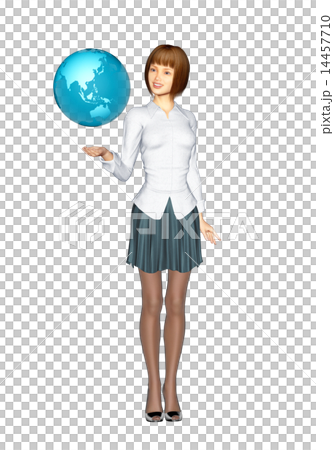 支持地球3DCG例證材料的逗人喜愛的婦女 支持地球3DCG例證材料的逗人喜愛的婦女 14457710