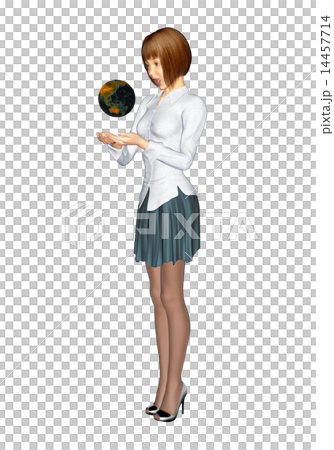 骯髒的地球和驚人的逗人喜愛的女性3DCG例證材料 骯髒的地球和驚人的逗人喜愛的女性3DCG例證材料 14457714
