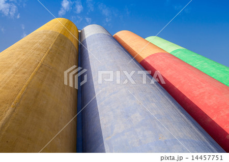 Abstract industrial architecture, colorful tanks 14457751