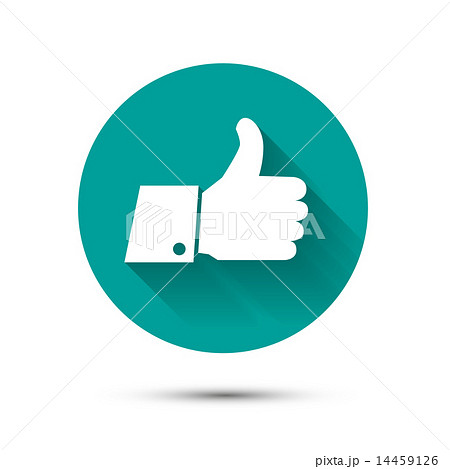 Social like flat icon on green background with shadow 14459126