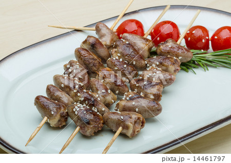Grilled chicken hearts barbecue 14461797