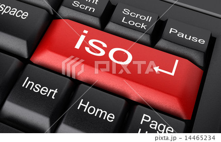 iso word on red keyboard button 14465234