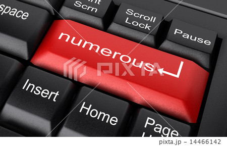 numerous word on red keyboard button 14466142