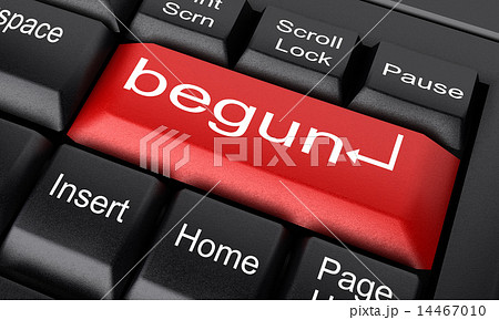 begun word on red keyboard button 14467010