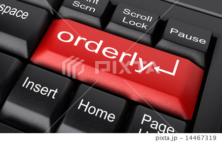 orderly word on red keyboard button 14467319