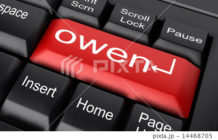 owen word on red keyboard button 14468705