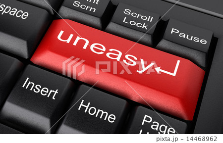 uneasy word on red keyboard button 14468962