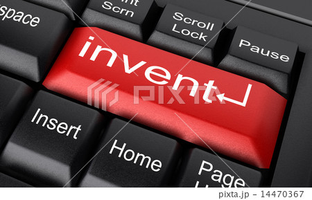 invent word on red keyboard button 14470367