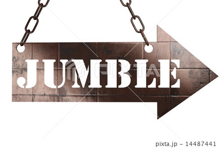 jumble word on metal pointer 14487441