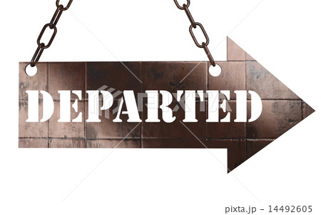 departed word on metal pointer 14492605