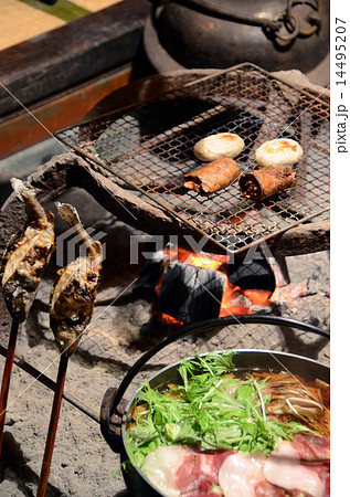 いろり料理のしし鍋・鮎塩焼き いろり料理のしし鍋・鮎塩焼き 14495207