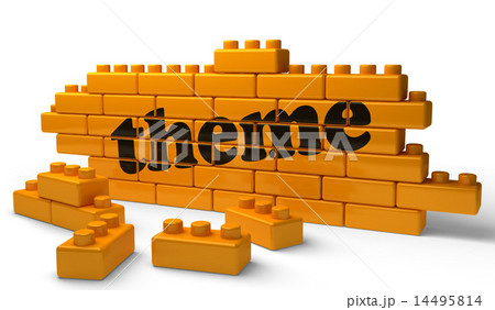 theme word on yellow brick wall 14495814