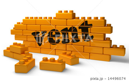 vent word on yellow brick wall 14496074