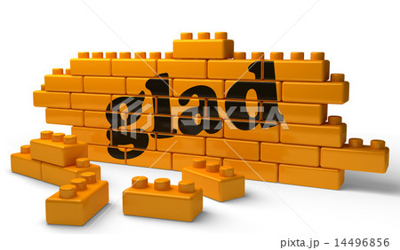 glad word on yellow brick wall 14496856