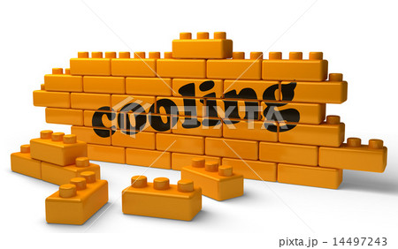 cooling word on yellow brick wall 14497243