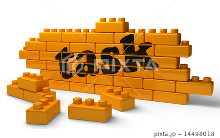 task word on yellow brick wall 14498018