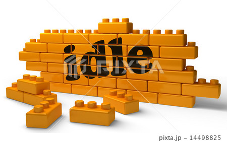 idle word on yellow brick wall 14498825
