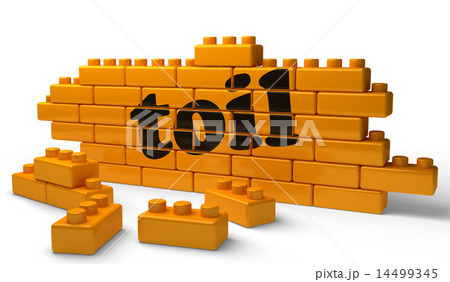 toil word on yellow brick wall 14499345
