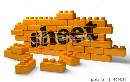sheet word on yellow brick wall 14499385