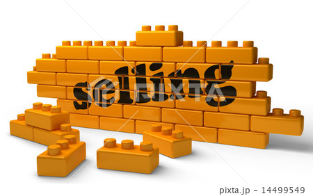 selling word on yellow brick wall 14499549