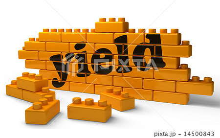 yield word on yellow brick wall 14500843
