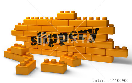 slippery word on yellow brick wall slippery word on yellow brick wall 14500900