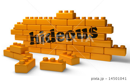 hideous word on yellow brick wall 14501041