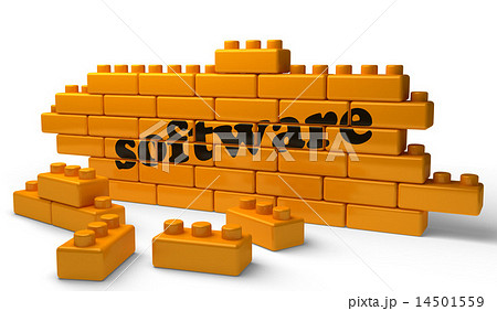 software word on yellow brick wall 14501559