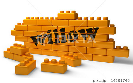 willow word on yellow brick wall 14501746