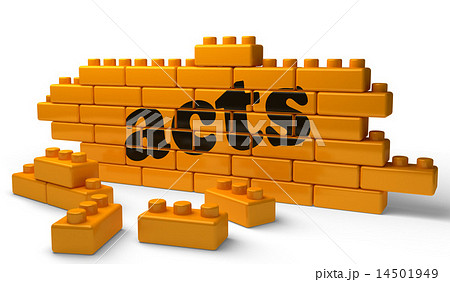 acts word on yellow brick wall 14501949
