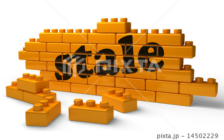 stale word on yellow brick wall 14502229