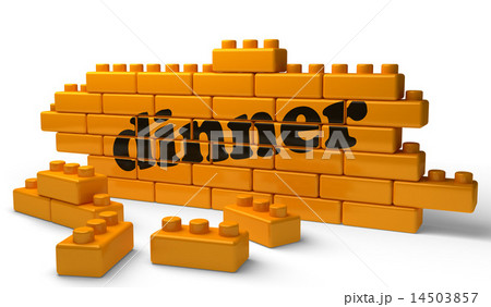 dinner word on yellow brick wall dinner word on yellow brick wall 14503857