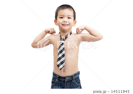 Little boy portrait shirtless with necktie showin Little boy portrait shirtless with necktie showin 14511945