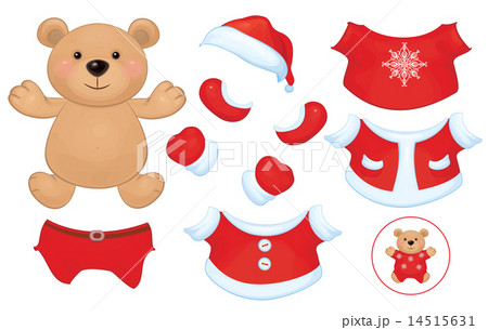 Vector bear, Santa Claus costume set clothes. 14515631