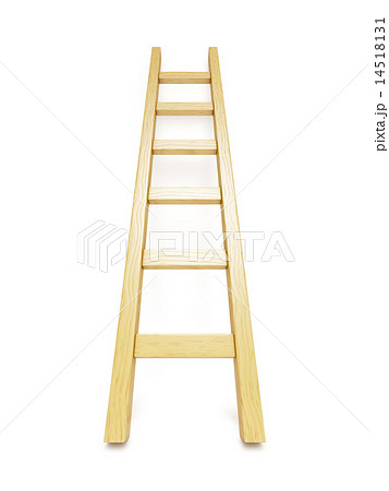 Wooden ladder near white wall Wooden ladder near white wall 14518131