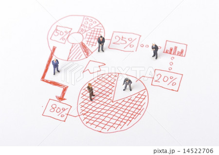 赤ペンで書かれたイラストのグラフと経営者 14522706