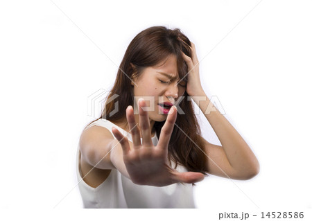 Young lady calling for stop 14528586