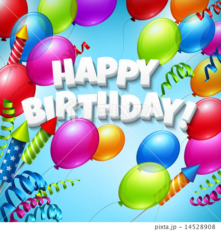 Happy birthday greeting card with  balloons. Vector illustration 14528908