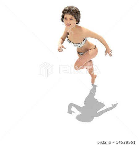 Perming 走る水着の女性のイラスト素材
