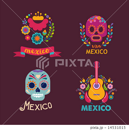 Mexico music, skull and food elements 14531015