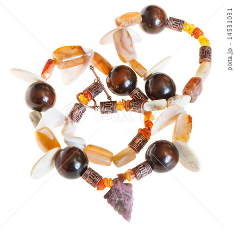 necklace from mineral stones and wooden balls necklace from mineral stones and wooden balls 14531031