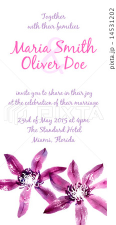 Vector background with watercolor clematis for wedding invitation 14531202