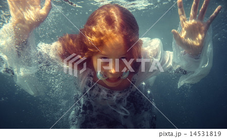 A girl under the water emotions. A girl under the water emotions. 14531819