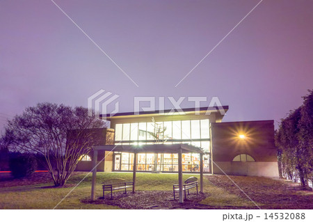 modern view of public library at night modern view of public library at night 14532088