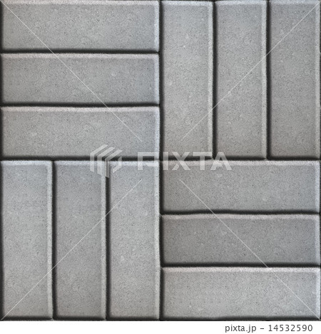 Gray Paving Slabs of Three Rectangles Laid Out Perpendicular to Each Other. 14532590