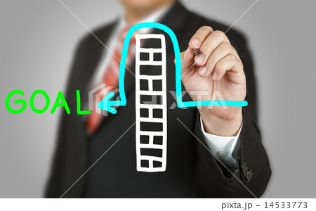 Businessman drawing obstacle to reach Goal Businessman drawing obstacle to reach Goal 14533773
